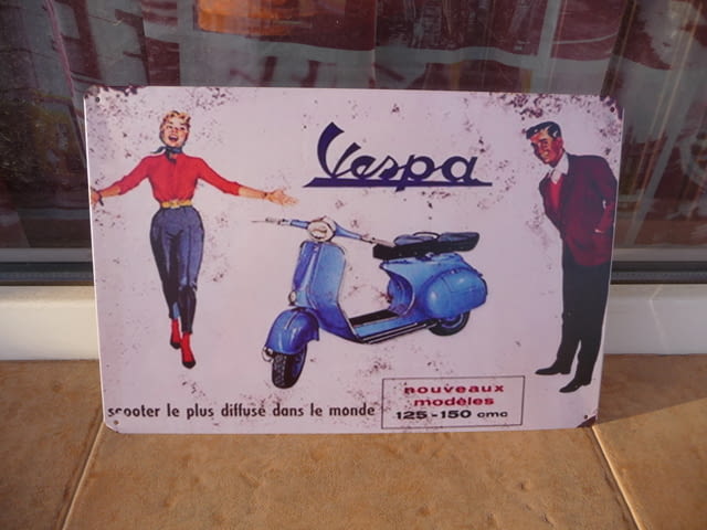 Метална табела мотор мотопед Vespa Веспа скутер Италия мото купете тук реклама продажби - снимка 1