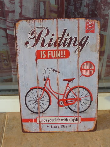 Метална табела велосипед колело качествено дамско ретро байк качествени велосипеди - снимка 1