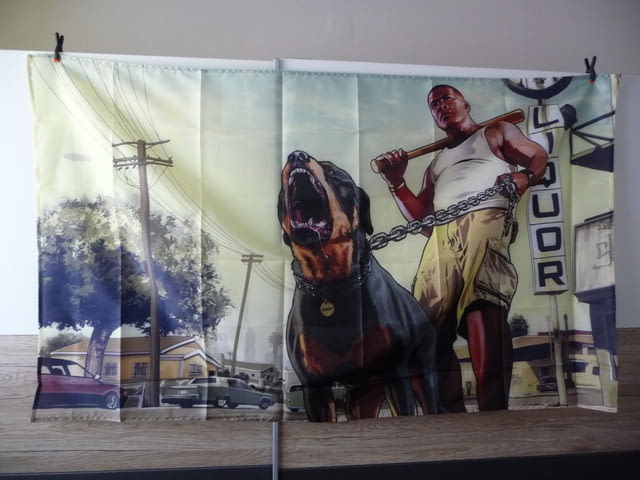 GTA знаме флаг Grand Theft Auto игра реклама куче бухалка екшън Лос Анджелис - снимка 1