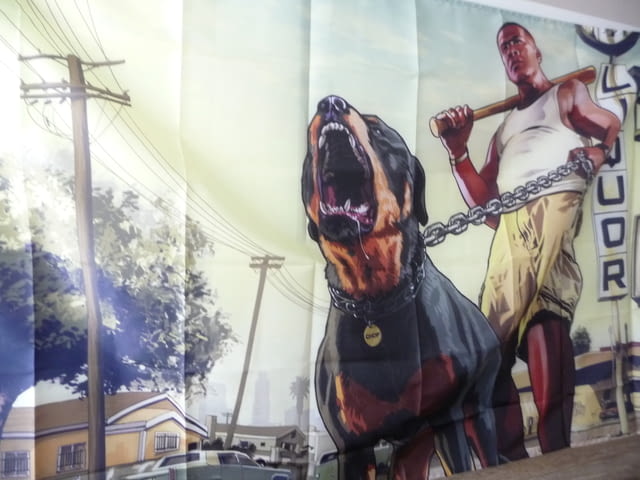 GTA знаме флаг Grand Theft Auto игра реклама куче бухалка екшън Лос Анджелис - снимка 2
