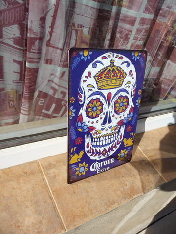Метална табела бира Corona Extra череп цветя бирена реклама, град Радомир - снимка 2