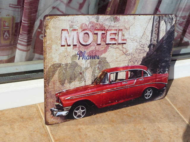 Метална табела кола ретро модел стара Мотел американска телефон - снимка 2
