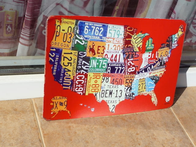 Метална табела номера на коли от Щатите американски карта USA номер колаж - снимка 2