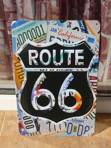 Метална табела кола Route 66 път магистрала номера Америка, град Радомир | Картини - снимка 1