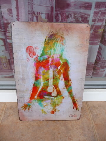 Метална табела картина еротика китара музика рок живопис бои, град Радомир - снимка 1