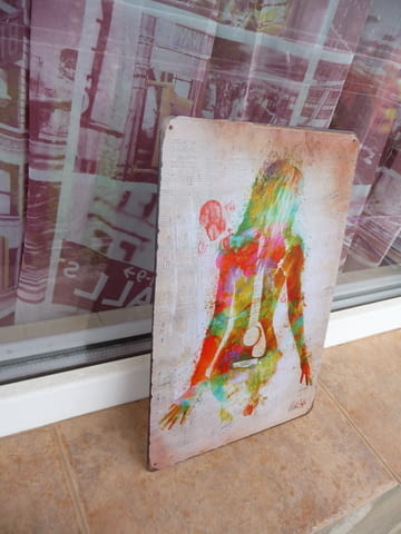 Метална табела картина еротика китара музика рок живопис бои, град Радомир - снимка 2