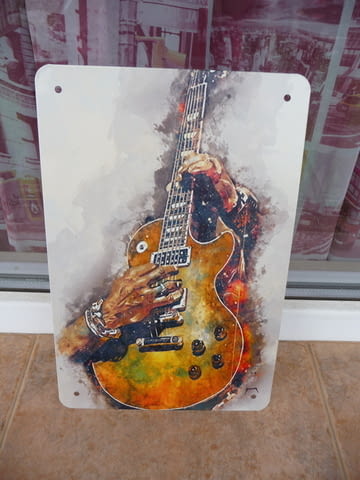 Метална табела музика рок китара китарист струни музукална колекция - снимка 1