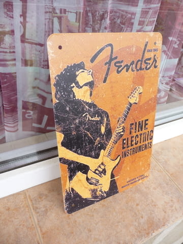 Метална табела музика електрическа китара Fender китарист, град Радомир | Картини - снимка 2