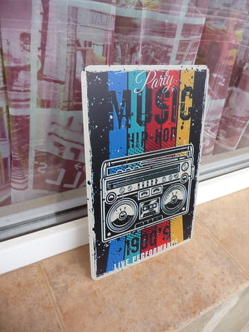 Метална табела музика касетофон 90-те hip hop парти касетки диско - снимка 2