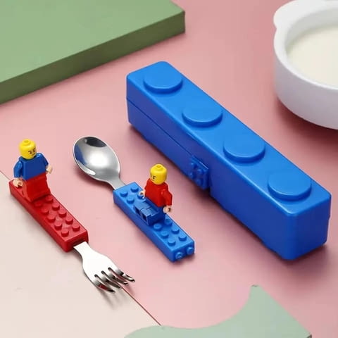 Лъжичка и виличка с дръжка във форма на блокче тип Лего Lego, city of Radomir - снимка 6