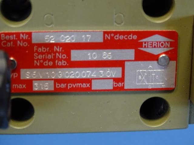 Хидравличен разпределител HERION S6V10G0200743OV directional valve 24VDC - снимка 2