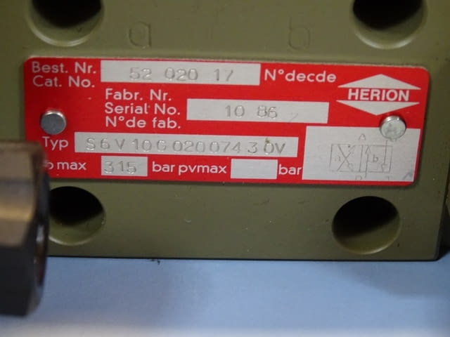 Хидравличен разпределител HERION S6V10G0200743OV directional valve 24VDC - снимка 3