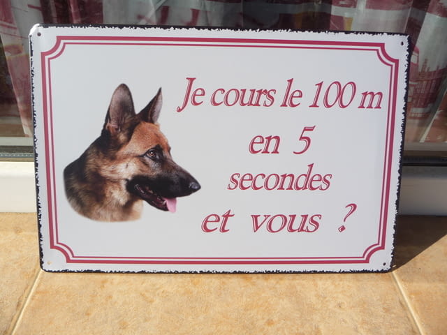 Метална табела надпис немска овчарка 100м за 50 секунди? куче забавна - снимка 1