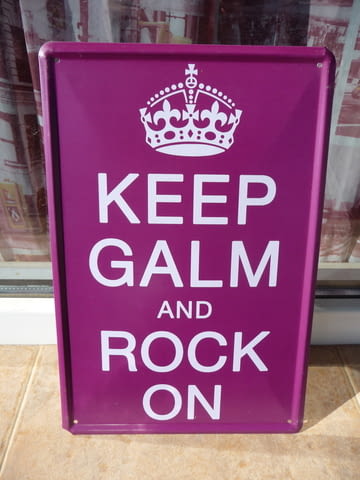 Метална табела надпис послание Keep Galm and Rock On рок танцувайте танц - снимка 1