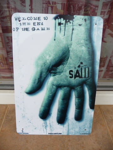 Метална табела филм SAW Убийствен пъзел психотрилър играта ръка отрязана - снимка 1