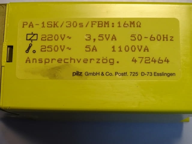 Реле време Pilz PA-1SK/30s safety relay 220/250V, град Пловдив | Промишлено Оборудване - снимка 3