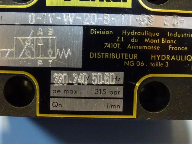 Хидравличен разпределител Parker D-1V-W-20-B-TT-53 EC directional control valve 315Bar - снимка 4