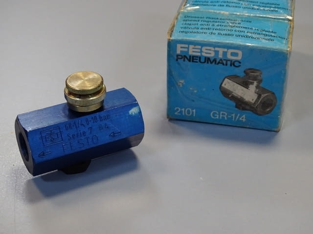 Вентил за контрол на потока Festo GR-1/4 Flow Control Valve 0-10Bar - снимка 5