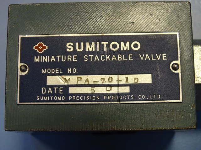 Хидравличен клапан SUMITOMO MPA-70-10 miniature stackable valve - снимка 5