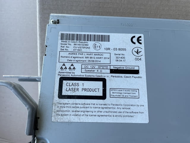 86140-02360 CV-VS75FOAE Навигация мултимедия от Toyota Auris 1. 6i, двигател 1ZR-FAE, ZRE18, 132 кс. - снимка 2