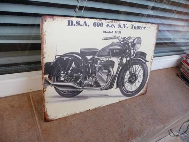 Метална табела мотор B.S.A. M21 стар мотоциклет класика класика 600 кубика - снимка 2