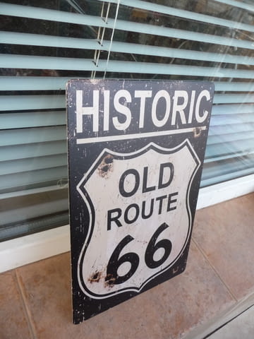 Метална табела Historic Old Route 66 Историческата магистрала дупки куршуми - снимка 2