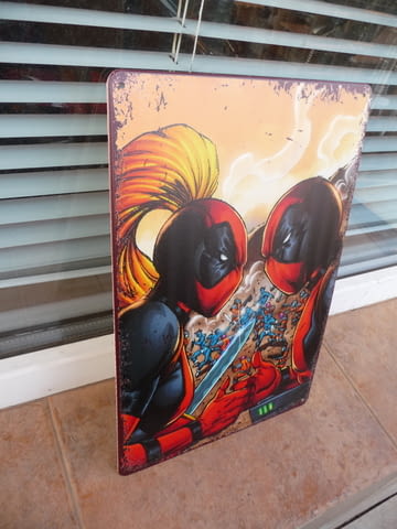 Метална табела филм Дедпул комикс Марвъл мечове забавен екшън - снимка 2
