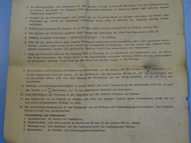 Оборотометър механичен VEB Hand-Tachometer H6 40-48000min-1, city of Plovdiv - снимка 11