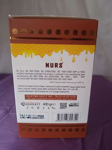 Nurs Propolisli билкова паста с прополис и джинджифил 400 гр. - снимка 2