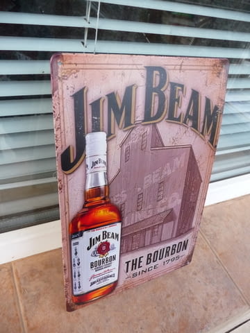 Метална табела уиски Jim Beam Bourbon since 1975 дестилерия бутилка рекламна - снимка 2