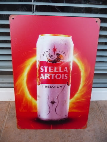 Метална табела бира Stella Artois Belgium белгийска бира кен, град Радомир - снимка 1