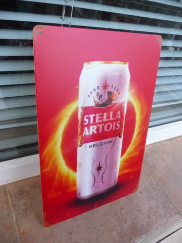 Метална табела бира Stella Artois Belgium белгийска бира кен, град Радомир - снимка 2