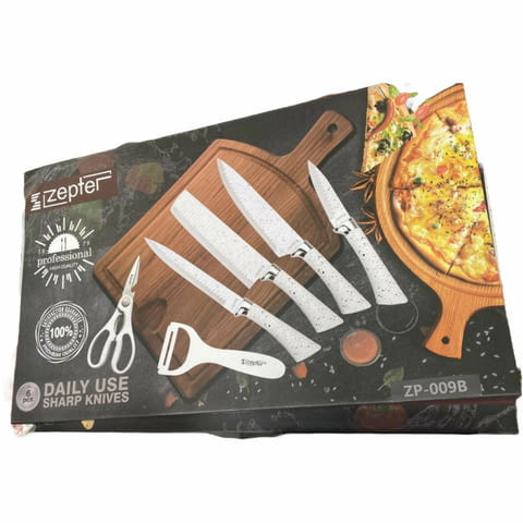 Комплект кухненски ножове от 6 части Zepter ZP-009B- бял, стилен и прецизен избор за всяка кухня - снимка 12