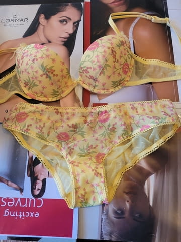 6mia 70B-75B-80B+L жълти сутиен+бикина италиански комплект гладки сутиен+бикини - снимка 1