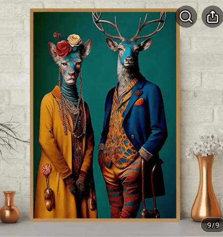 Модна двойка елени Ar Deco - city of Montana | Paintings - снимка 1