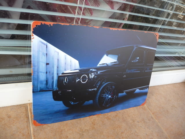 Метална табела кола джип Mercedes Benz AMG Ангелски очи лъскав - снимка 2