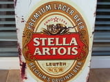 Метална табела бира Stella Artois Белгия хубава етикет барман