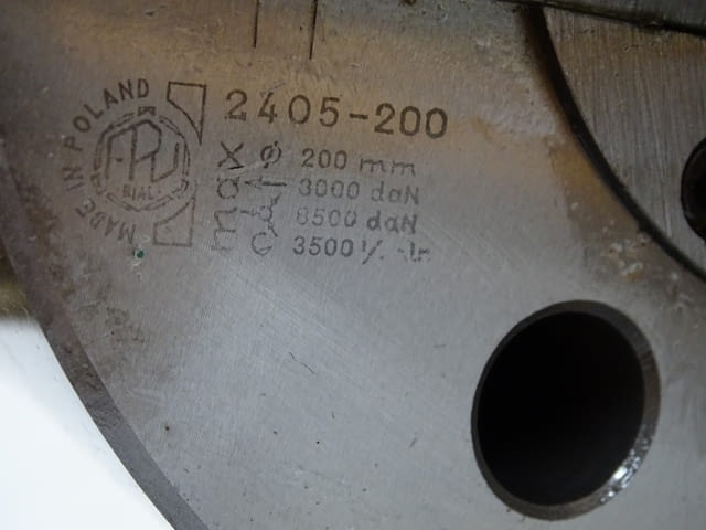 Клинозатегателен патронник Ф 200mm Bison 3-jaw power chuck+фланец - снимка 4