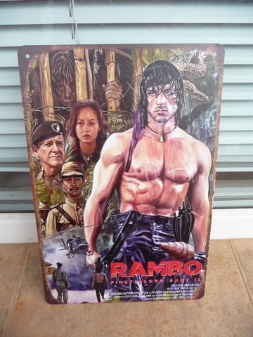 Метална табела филм Рамбо Първа кръв Силвестър Сталоун екшън класика - снимка 1
