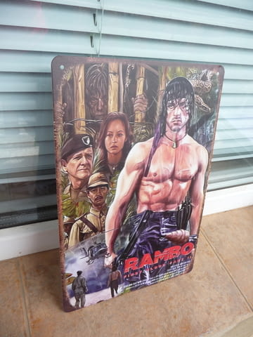 Метална табела филм Рамбо Първа кръв Силвестър Сталоун екшън класика - снимка 2