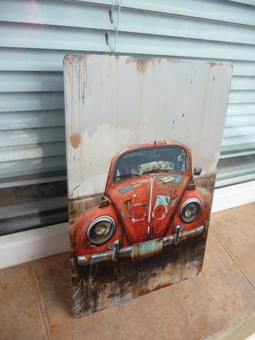 Метална табела кола volkswagen beetle бръмбар костенурка лепенки ръжда готин - снимка 2