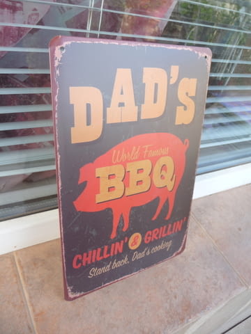 Метална табела храна BBQ барбекю скара грил прасенце пържоли татко - снимка 2