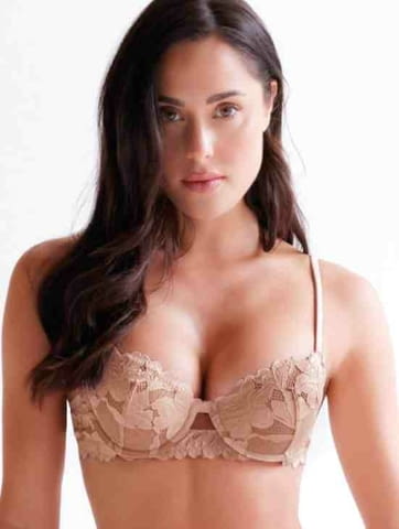 Love&bra 80D, 85D, 90D, 95D, 100D черен, телесен италиански дантелен сутиен голям размер балконет - снимка 2