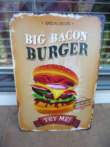 Метална табела храна big burger бургер fast food вкусни бекоn Опитай - снимка 1