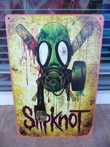 Метална табела музика Slipknot метъл маски бухалки противогаз група яка забива - снимка 1