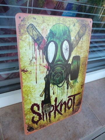 Метална табела музика Slipknot метъл маски бухалки противогаз група яка забива - снимка 2