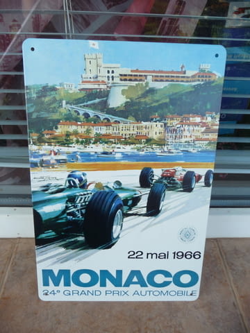Метална табела кола Monaco 1966 рали формула 1 Gran Prix улици плажове публика - снимка 1