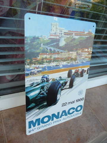 Метална табела кола Monaco 1966 рали формула 1 Gran Prix улици плажове публика - снимка 2