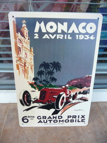 Метална табела кола Monaco 1934 рали формула 1 Gran Prix ретро спортни автомобили - снимка 1
