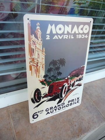 Метална табела кола Monaco 1934 рали формула 1 Gran Prix ретро спортни автомобили - снимка 2